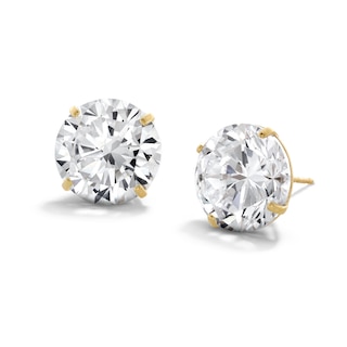 14K Gold Plated CZ Solitaire 12mm Studs