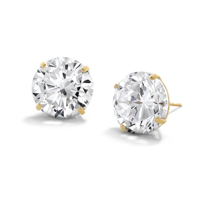 14K Gold Plated CZ Solitaire 12mm Studs