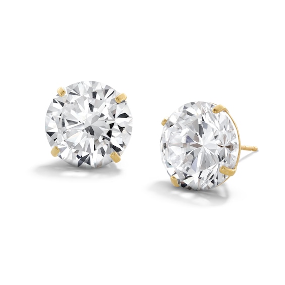 14K Gold Plated CZ Solitaire 12mm Studs