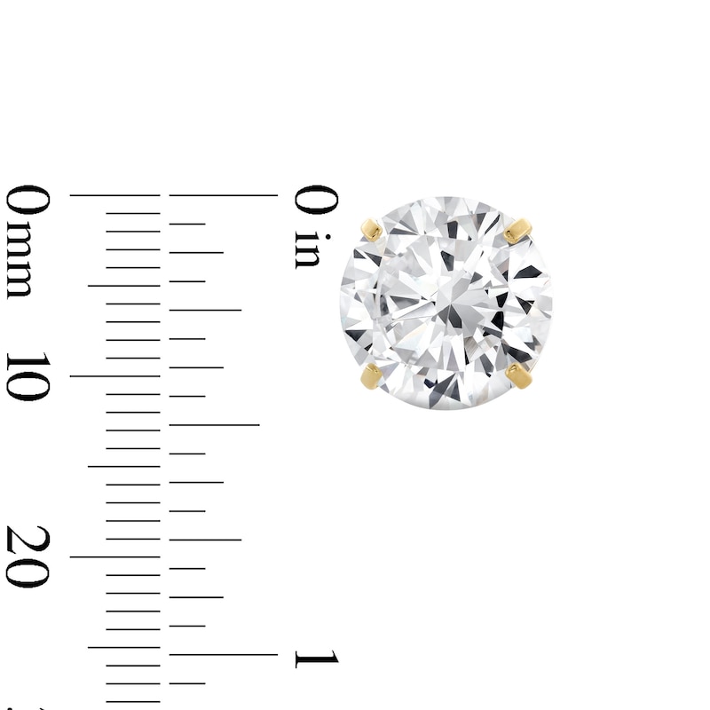 Main Image 4 of 14K Gold Plated CZ Solitaire 12mm Studs