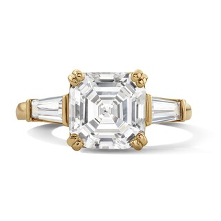 14K Gold Plated Asscher-Cut and Baguette CZ Ring