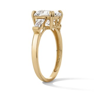 14K Gold Plated Asscher-Cut and Baguette CZ Ring