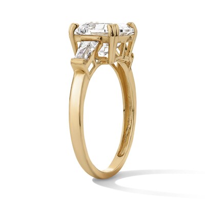 14K Gold Plated Asscher-Cut and Baguette CZ Ring