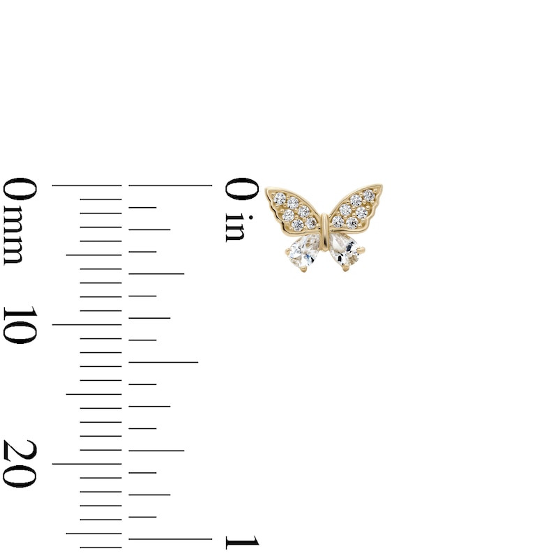 Main Image 2 of 14K Gold Plated CZ Butterfly Studs
