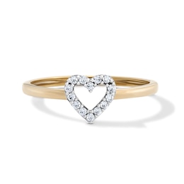 14K Gold Plated 1/10 CT. T.W. Lab-Grown Diamond Open Heart Ring - Size 7