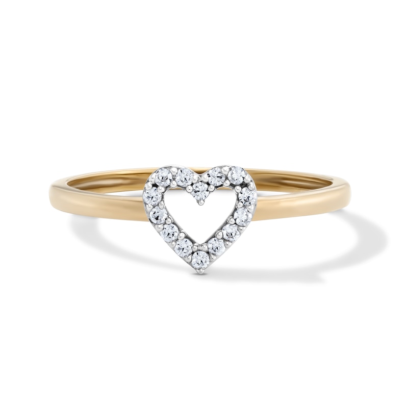 14K Gold Plated 1/10 CT. T.W. Lab-Grown Diamond Open Heart Ring - Size 7