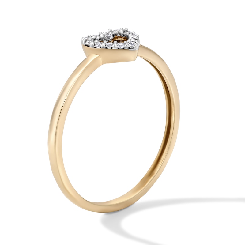 14K Gold Plated 1/10 CT. T.W. Lab-Grown Diamond Open Heart Ring - Size 7