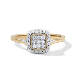 14K Gold Plated 1/5 CT. T.W. Lab-Grown Diamond Cushion Composite Ring - Size 7