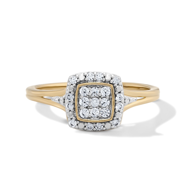 14K Gold Plated 1/5 CT. T.W. Lab-Grown Diamond Cushion Composite Ring - Size 7