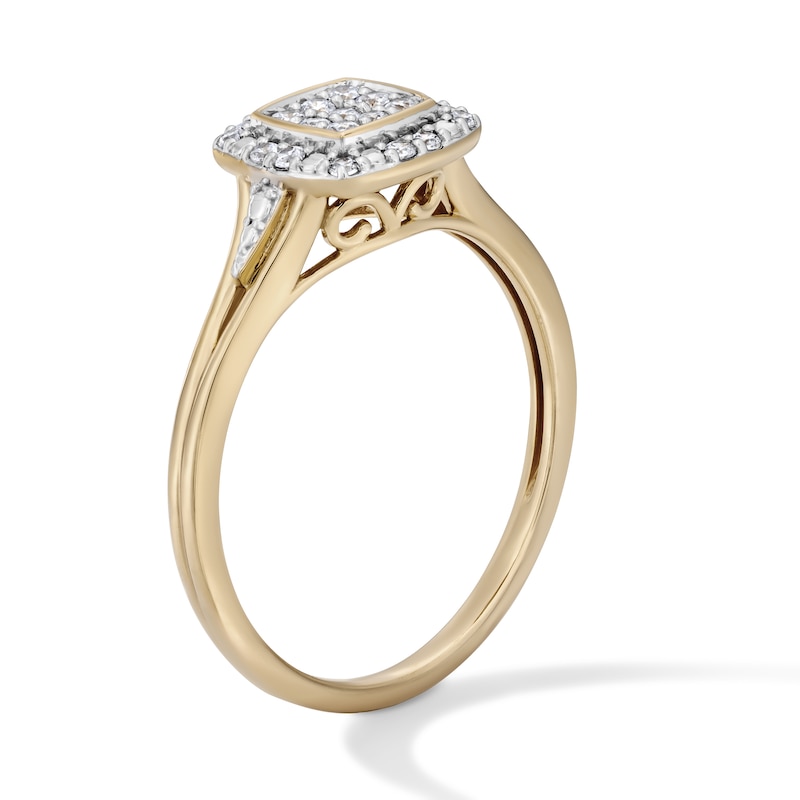 14K Gold Plated 1/5 CT. T.W. Lab-Grown Diamond Cushion Composite Ring - Size 7