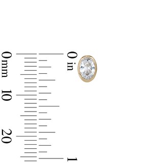 14K Gold Plated CZ Oval Bezel Studs