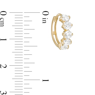 14K Gold Plated CZ Five-Stone Hoops