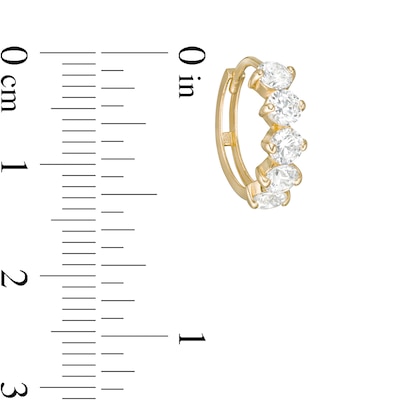 14K Gold Plated CZ Five-Stone Hoops