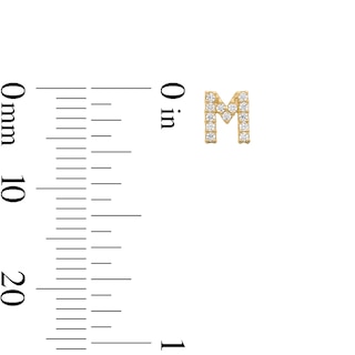 14K Gold Plated CZ "M" Initial Studs