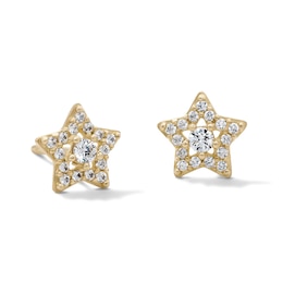 14K Gold Plated CZ Star Frame Studs
