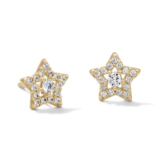 14K Gold Plated CZ Star Frame Studs