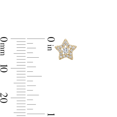 14K Gold Plated CZ Star Frame Studs
