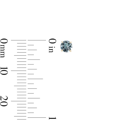 14K Gold Plated 4mm Simulated Aquamarine Solitaire Studs