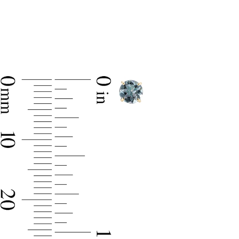 Main Image 2 of 14K Gold Plated 4mm Simulated Aquamarine Solitaire Studs