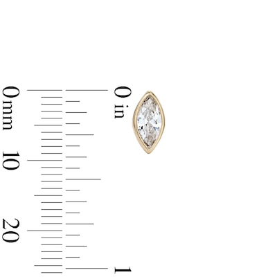14K Gold Plated CZ Marquise Bezel Stud