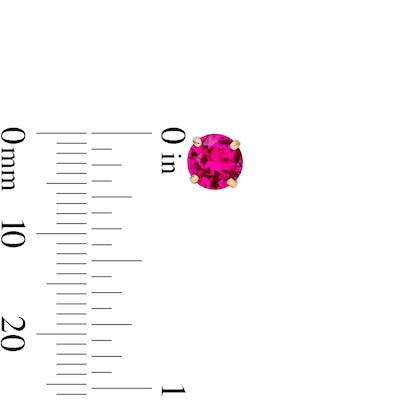 14K Gold Plated 4mm Lab-Created Pink Ruby Solitaire Studs
