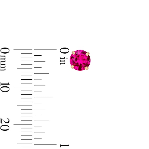 14K Gold Plated 4mm Lab-Created Pink Ruby Solitaire Studs