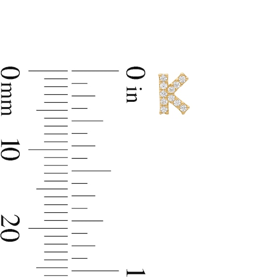 14K Gold Plated CZ "K" Initial Studs