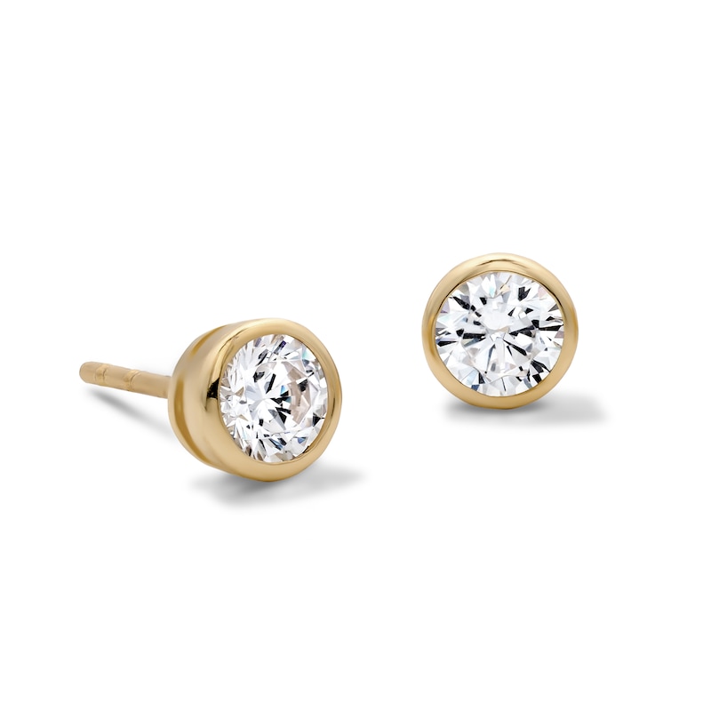 Main Image 1 of 14K Gold Plated 4mm CZ Round Bezel Studs