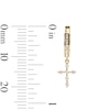 Thumbnail Image 2 of 14K Gold Plated CZ Cross Drop Huggie Hoops