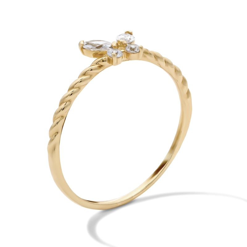 14K Gold Plated CZ Butterfly Twist Ring