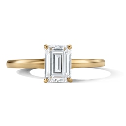 14K Gold Plated Emerald-Cut CZ  Solitaire Ring