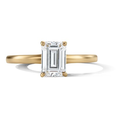 14K Gold Plated Emerald-Cut CZ  Solitaire Ring