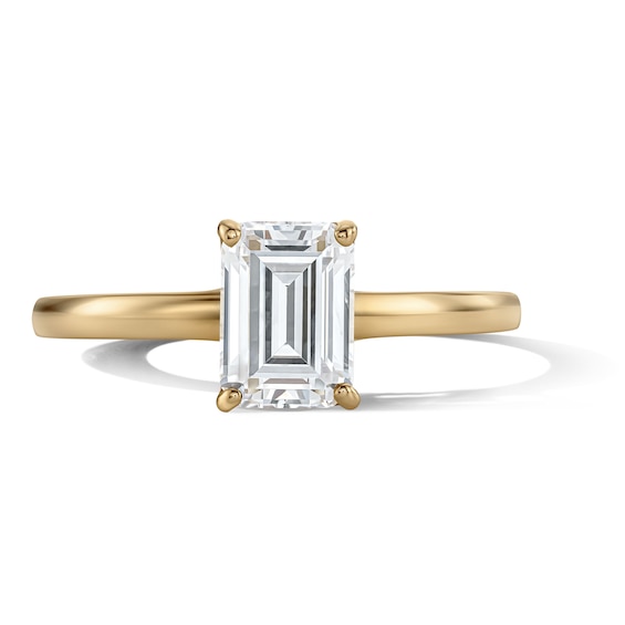 14K Gold Plated Emerald-Cut CZ  Solitaire Ring