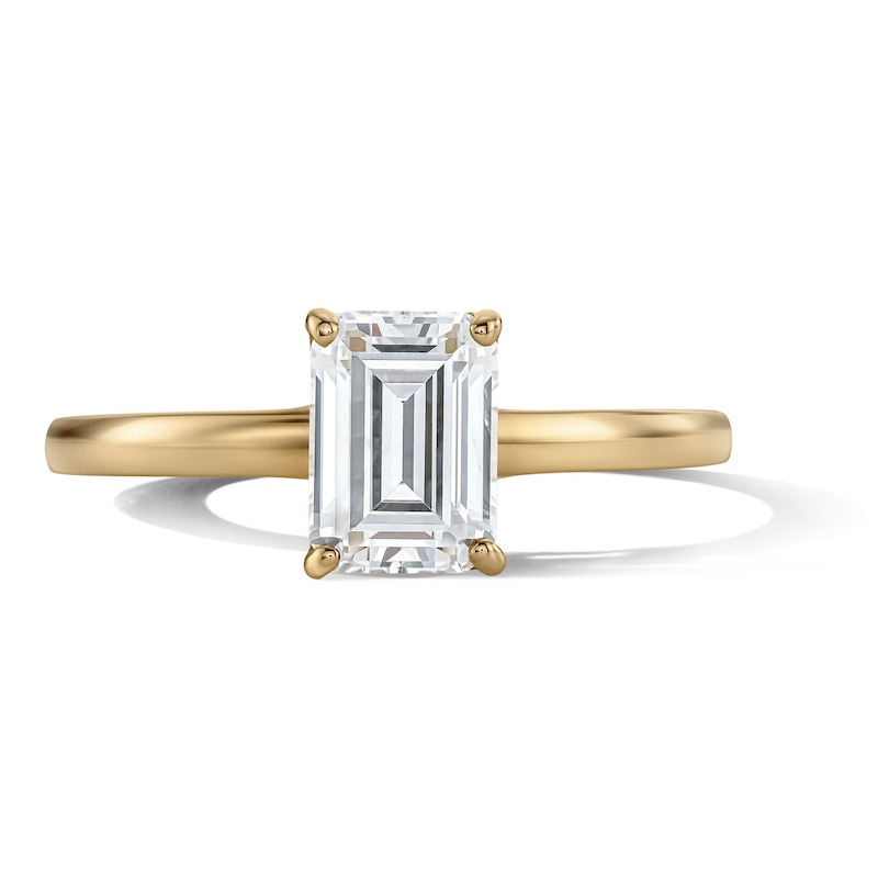 14K Gold Plated Emerald-Cut CZ Solitaire Ring