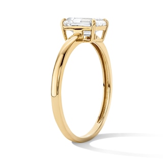 14K Gold Plated Emerald-Cut CZ  Solitaire Ring
