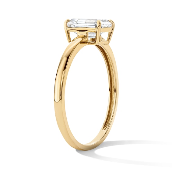 14K Gold Plated Emerald-Cut CZ  Solitaire Ring