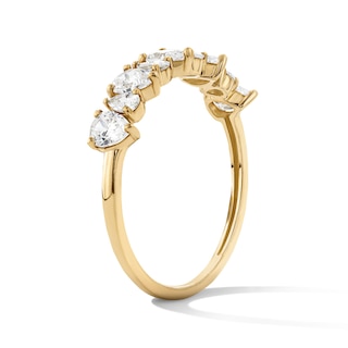 14K Gold Plated CZ Alternating Pear Ring - Size 7