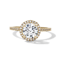 14K Gold Plated CZ Round Halo Ring