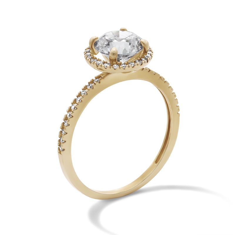 14K Gold Plated CZ Round Halo Ring