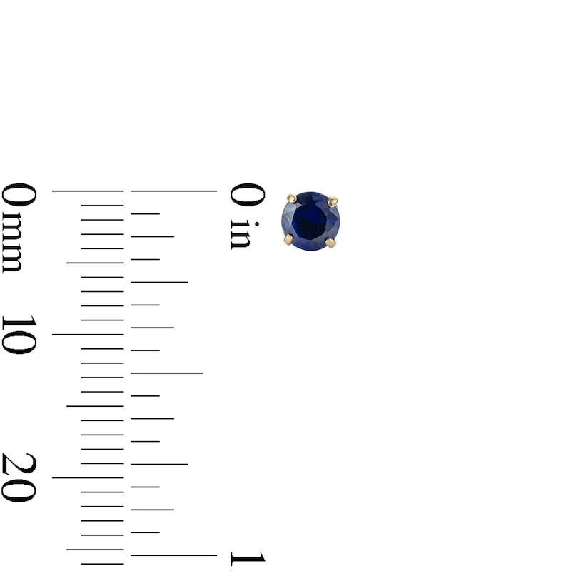 Main Image 2 of 14K Gold Plated 4mm Lab-Created Blue Sapphire Solitaire Studs