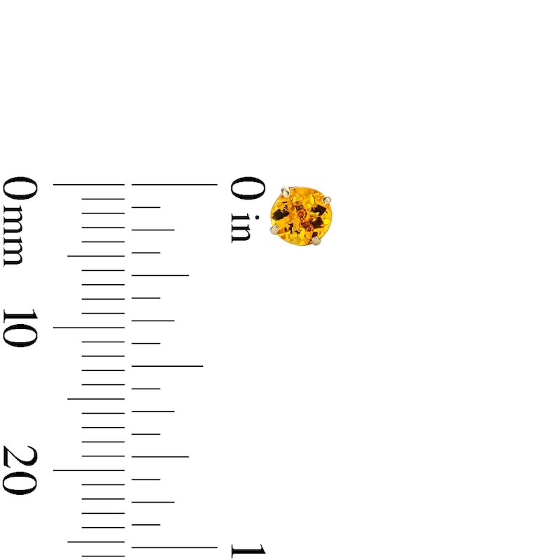 Main Image 2 of 14K Gold Plated 4mm Orange Citrine Solitaire Studs
