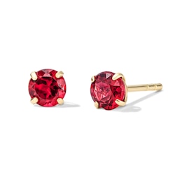 14K Gold Plated 4mm Red Garnet Solitaire Studs