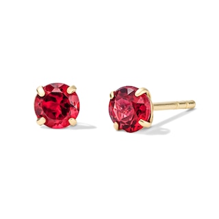 14K Gold Plated 4mm Red Garnet Solitaire Studs