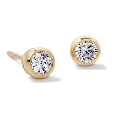 14K Gold Plated 3mm CZ Round Bezel Studs