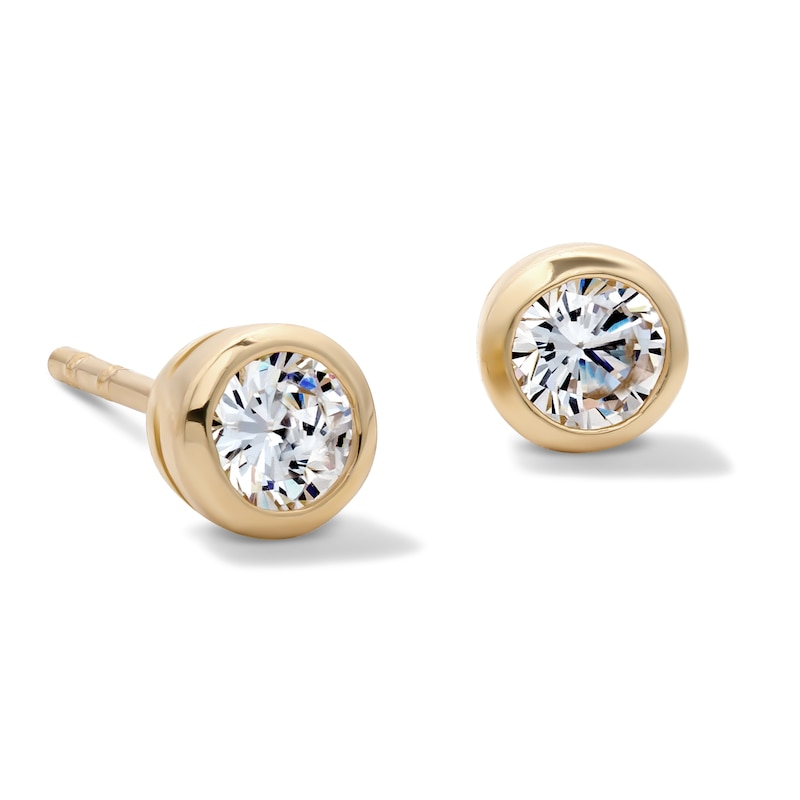 Main Image 1 of 14K Gold Plated 3mm CZ Round Bezel Studs