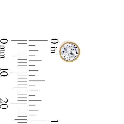 14K Gold Plated 6mm CZ Round Bezel Studs