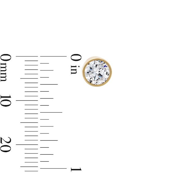 14K Gold Plated 6mm CZ Round Bezel Studs