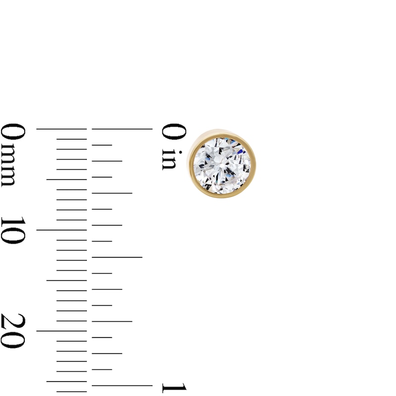 Main Image 2 of 14K Gold Plated 6mm CZ Round Bezel Studs