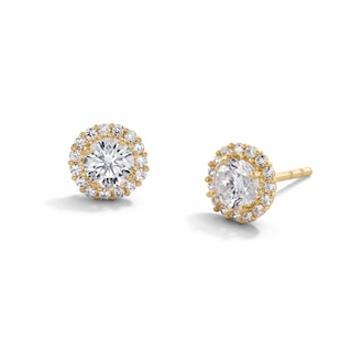 14K Gold Plated 4mm Round CZ Halo Studs