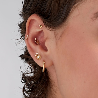 14K Gold Plated CZ Sunburst Studs